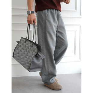 潮牌垂坠阔腿香蕉裤 美式 新款 男秋季 高街侧面立体压线设计针织卫裤