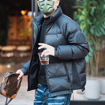 GRY高端时尚亮面休闲灰鸭绒外套