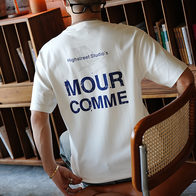 港风休闲字母印花高克重短袖T恤