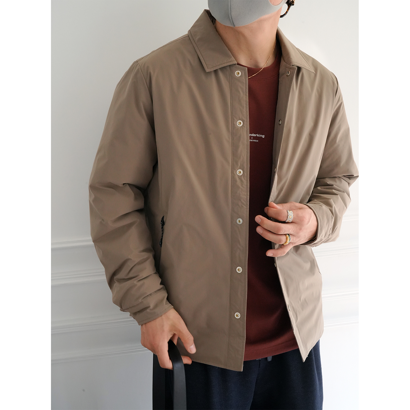 韩版轻奢拉链口袋单排扣羽绒服潮