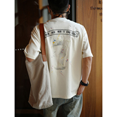 泼墨刺绣设计短袖 T恤男夏季 潮流新款 港风潮牌个性 宽松百搭圆领衫