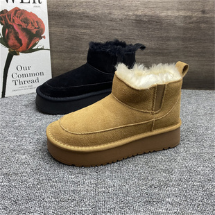 撤柜断码处理羊皮毛一体雪地靴女真皮冬款加绒保暖防滑东北大棉鞋