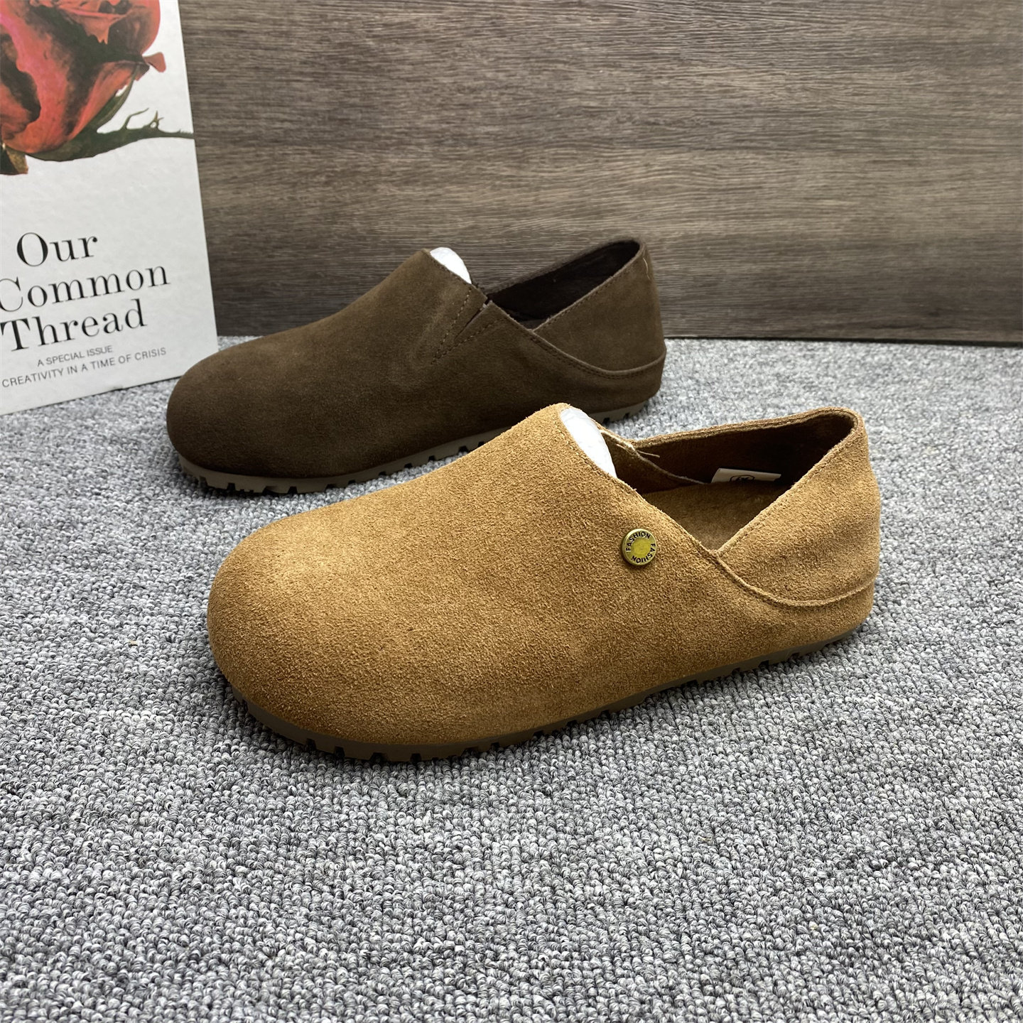 撤柜处理磨砂牛皮勃肯鞋女冬款加绒棉鞋真皮软底两穿一脚蹬懒人鞋,女鞋,勃肯鞋/软木鞋,淘宝优惠券,粉丝福利购,淘宝优惠卷