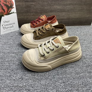 撤柜断码处理真皮女鞋春秋新款圆头丑萌休闲单鞋头层牛皮板鞋女潮