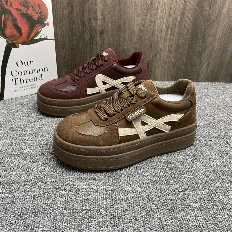 加绒德训女棉鞋真皮舒适休闲板鞋