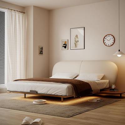 AcrCoi奶油风悬浮碳素钢真皮床