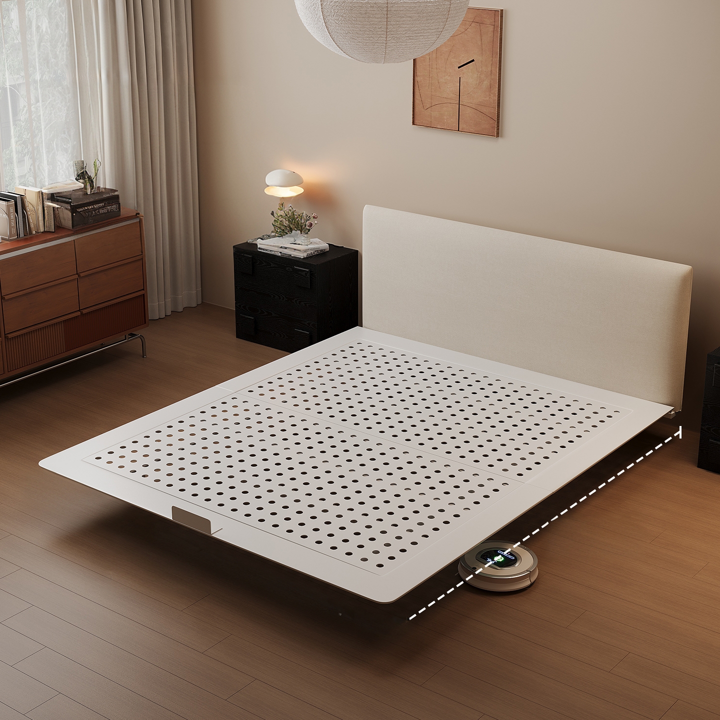 AcrCoi奶油风可拆洗布艺床悬浮床