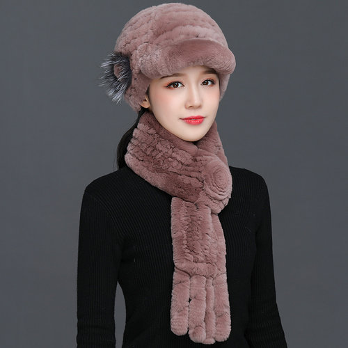 老年人獭兔毛妈妈冬天皮草帽子