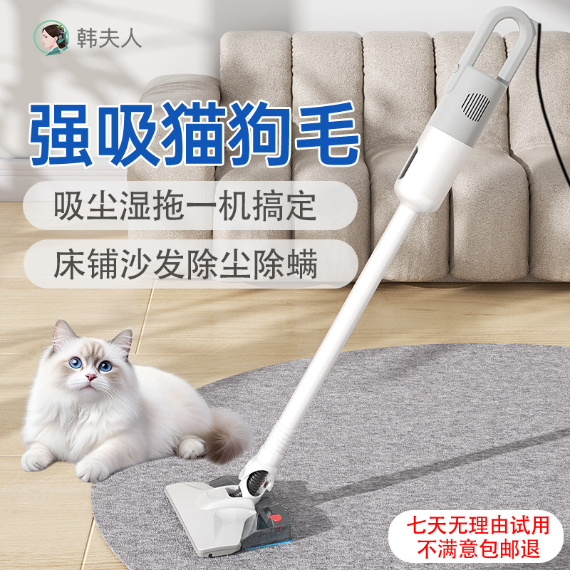 韩夫人吸尘器家用小型大吸力手持式推杆二合一地毯宠物除螨吸尘机