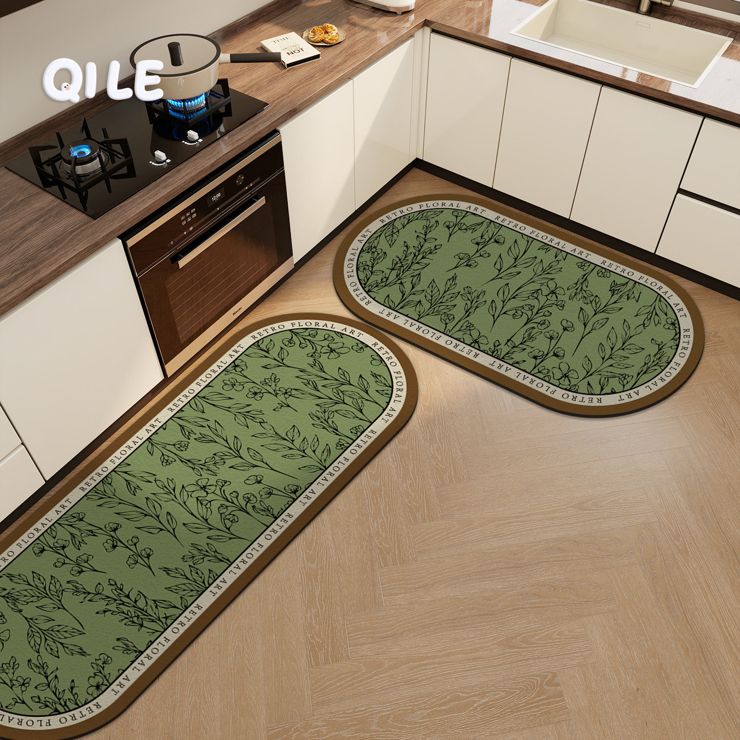 复古厨房用地垫l型吸水垫硅藻泥防滑吸油耐脏地毯可擦免洗脚垫,居家布艺,厨房地垫,淘宝优惠券,粉丝福利购,淘宝优惠卷