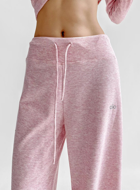 ZRSHOP空气层灰色美式慵懒松弛女中腰长裤松紧腰宽松阔腿抖抖裤