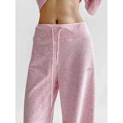 ZRSHOP空气层灰色美式慵懒松弛女中腰长裤松紧腰宽松阔腿抖抖裤