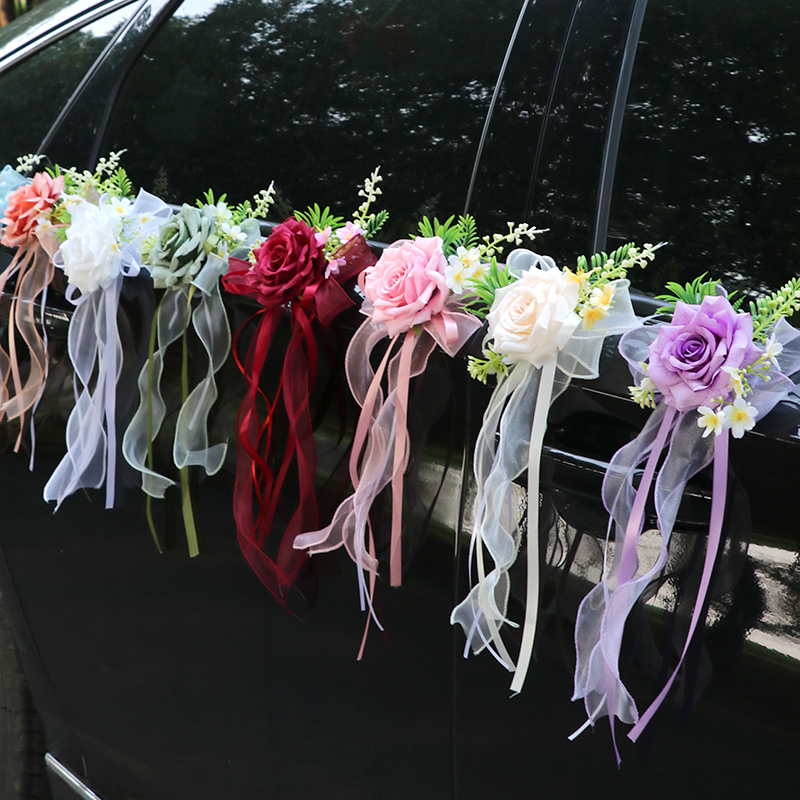 婚车装饰蝴蝶结装饰婚庆绢花