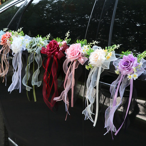 婚车装饰蝴蝶结装饰婚庆绢花