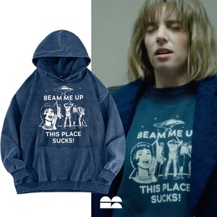 定制款 怪奇物语罗宾Robin美式 复古做旧水洗卫衣男女stranger同款