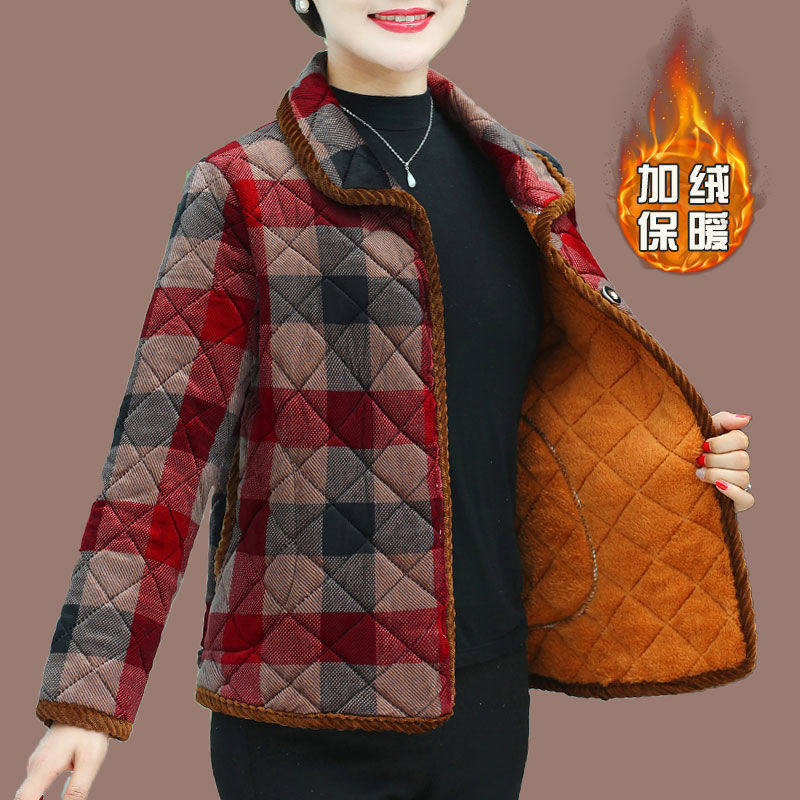 中老年妈妈冬装棉衣短款小棉袄奶中老年女装