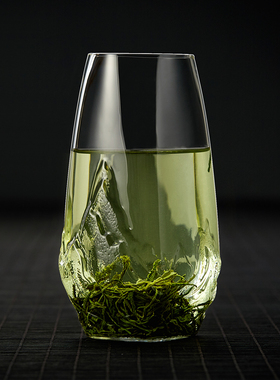耐热玻璃绿茶杯手工吹制玻璃泡茶杯花茶杯个人专用透明喝茶杯