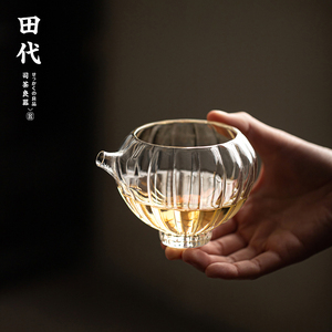 田代高硼硅耐热玻璃竖条纹公道杯茶海分茶器匀杯功夫茶具家用茶海