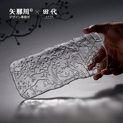 日式雾凇玻璃刺身盘长点心盘摆盘
