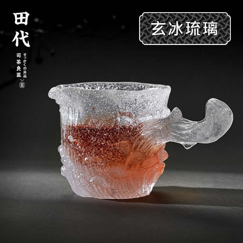 日式玄冰琉璃侧把手工脱蜡公道图片