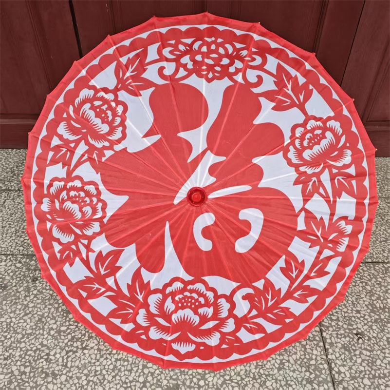 新款陕北秧歌花伞剪纸伞表演伞舞