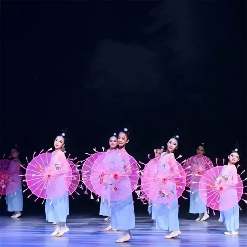 踏浪舞蹈伞透明绢纱流苏伞小城谣跳舞伞工艺伞旗袍走秀演出道具伞