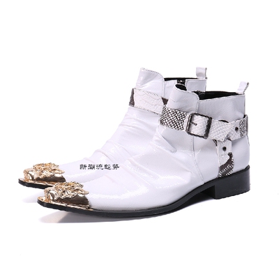 欧版朋克风夜店发型师白色男鞋
