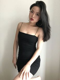 性感吊带连衣裙打底裙 包邮 欧美复古平口细皮筋显身材弹性修身