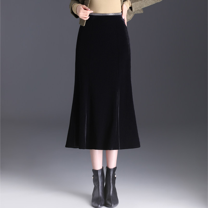 声雨竹金丝绒半身裙2025秋冬新款显瘦鱼燕尾裙折扣中长款包臀裙子,女装/女士精品,半身裙,淘宝优惠券,粉丝福利购,淘宝优惠卷