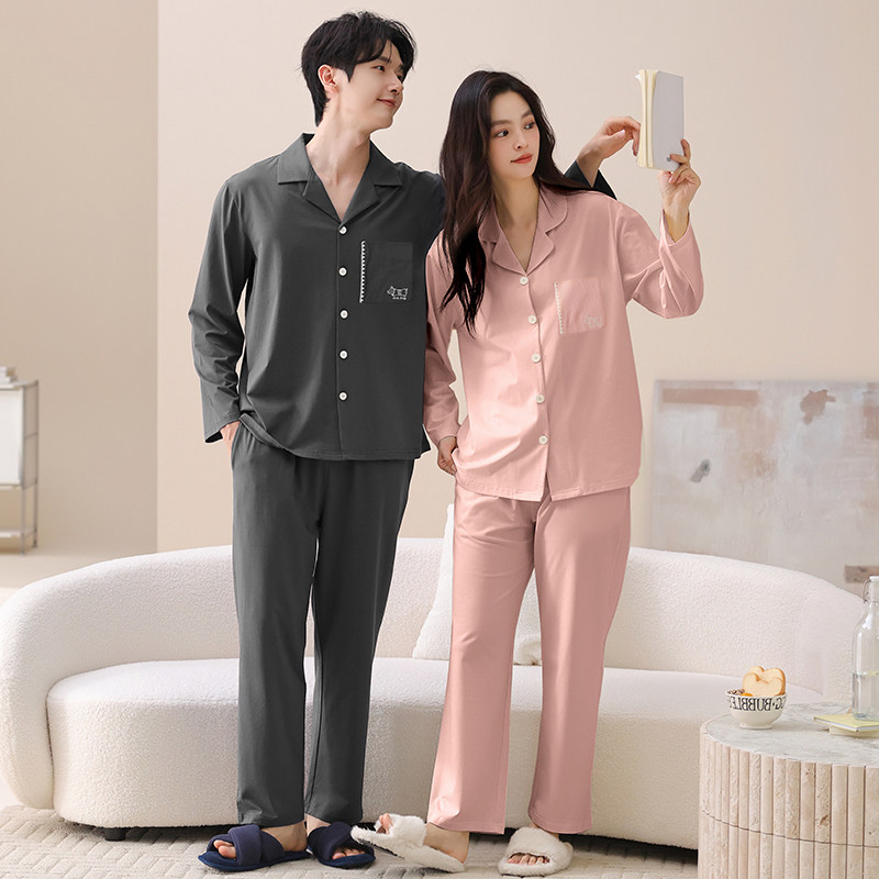 思馨坊情侣纯棉睡衣2025年新款秋冬季男女士长袖家居服套装可外穿