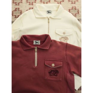 好朋友复古商店美式复古立领刺绣马年限定半拉链卫衣