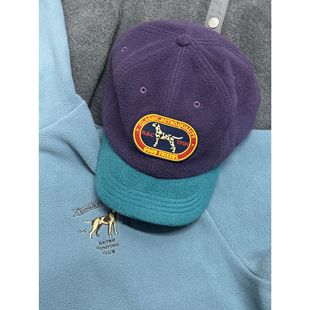 好朋友复古商店美式复古摇粒绒撞色猎犬贴布刺绣可调棒球帽