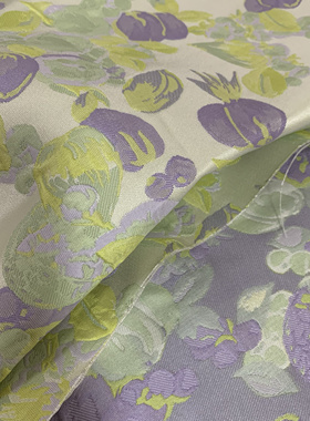 可爱紫色葡萄155cm宽幅细腻水果色织提花礼服外套女装连衣裙布料