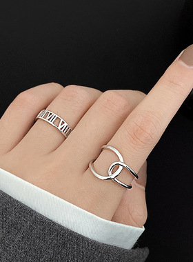 轻奢纯银罗马数字ins潮风戒指
