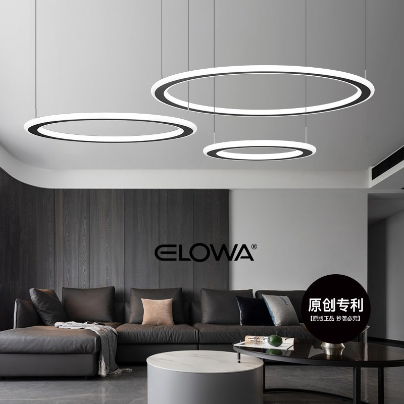 现代意式极简客厅高端环形吊灯新款简约大气轻奢餐厅主灯圆环灯具_虎窝淘