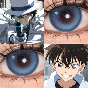 黑羽快斗怪盗基德cos美瞳半年抛名侦探柯南魔术快斗男隐形眼镜8TB