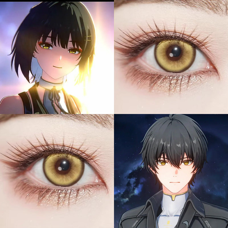 鸣潮男女漂泊者cos美瞳幻色金棕黄心柚金盏黄神启金电系黄显色Ah