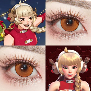 守望先锋朱诺COS美瞳圣诞节加州橙光星燃红落日金果冻橙显色婷Ah