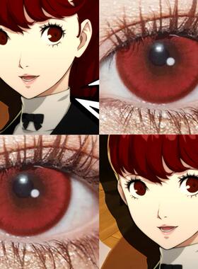 芳泽霞cos美瞳半年抛红色女神异闻录5显色漫展显色彩色隐形眼镜ah