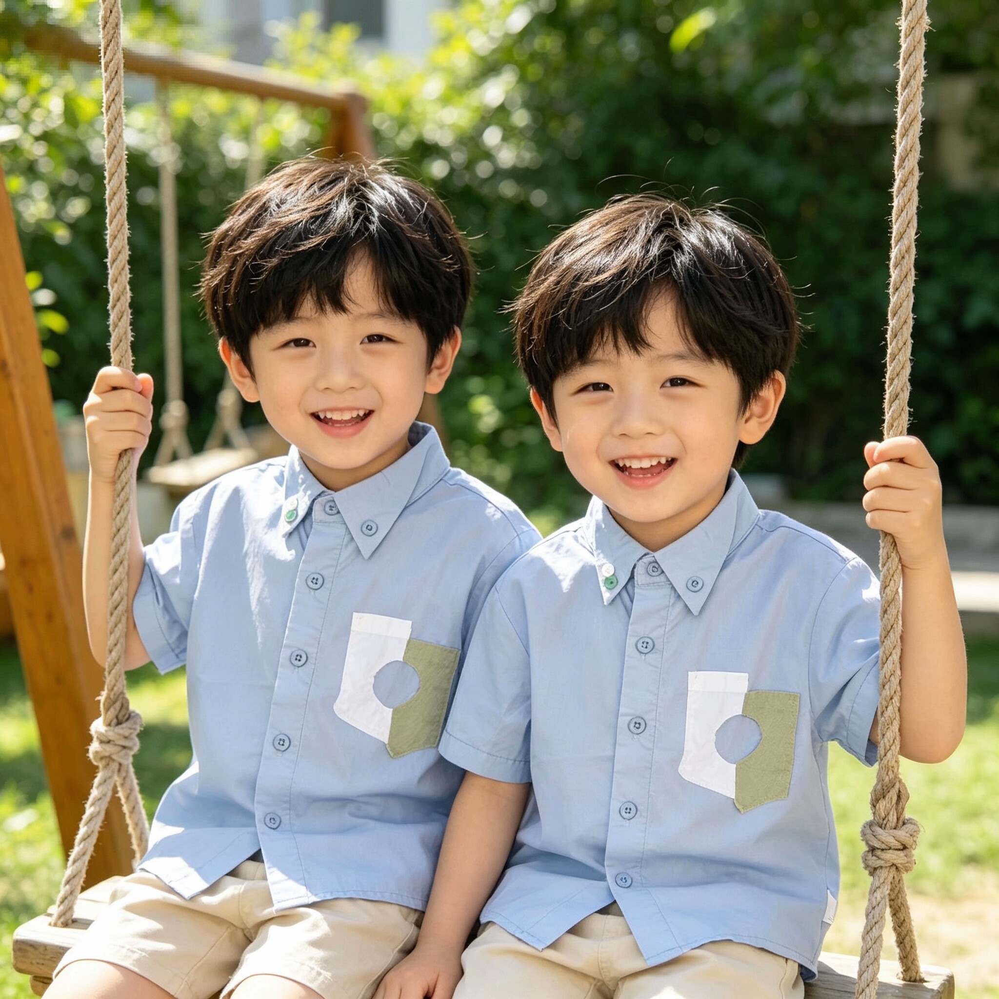 琦瑞德泽男小童衬衫2026夏装新款男宝宝纯棉短袖休闲衬衫洋气炸街