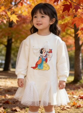 2026春秋季新款女童连衣裙网红洋气网纱裙小童儿童白雪公主波点裙