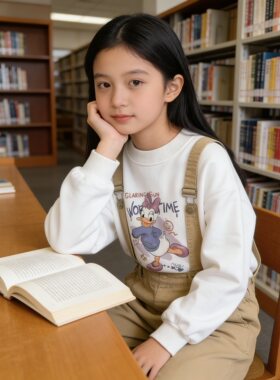 加绒T恤卫衣2026新款春秋季中大童休闲百搭长䄂儿童潮酷上衣