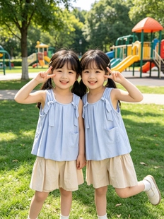 女小童背心短裤套装夏季薄款2026新款儿童洋气时髦可爱女宝宝夏装