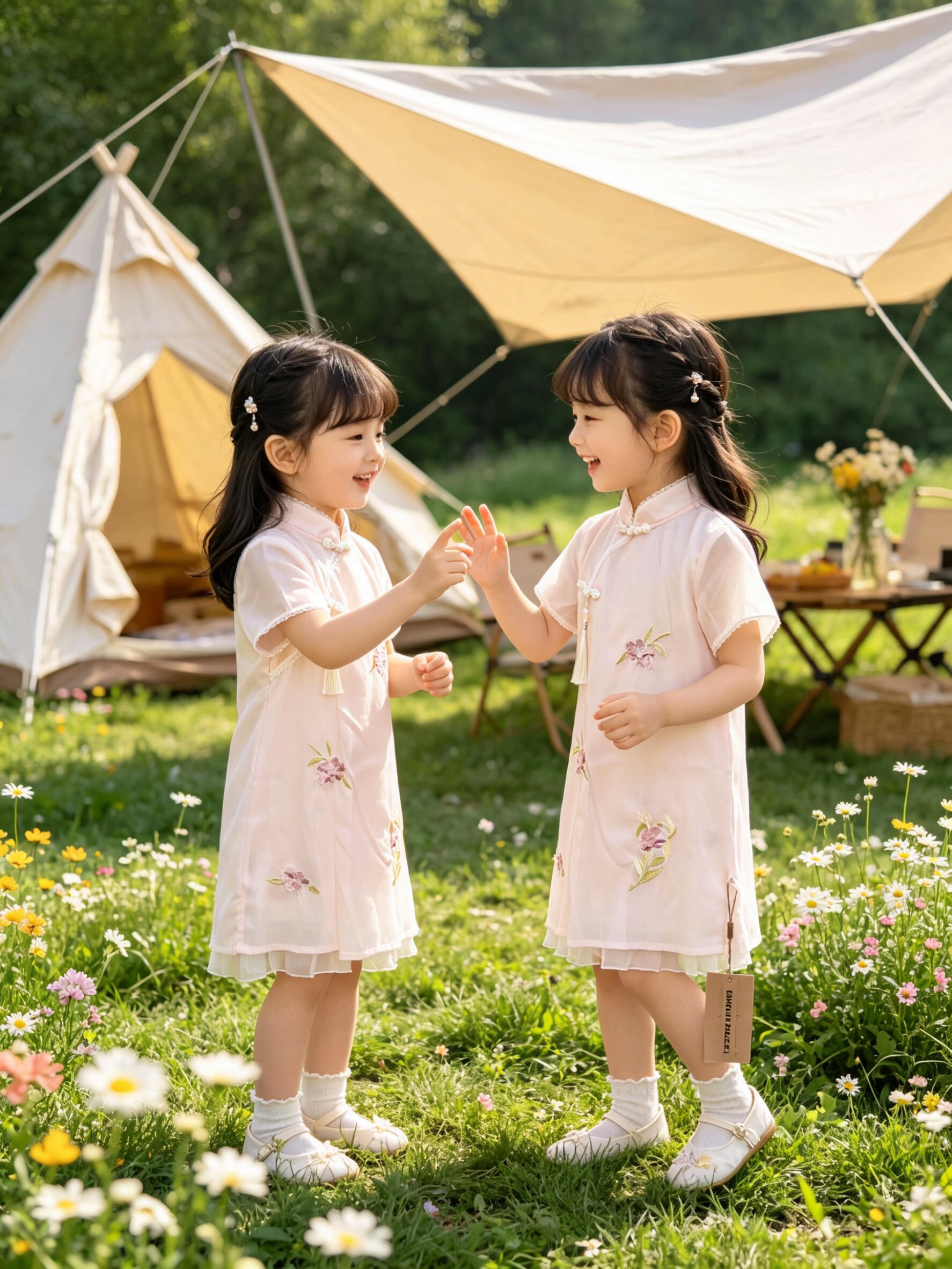 琦瑞德泽女童旗袍新款洋气宝宝夏季裙子童装小女孩夏装汉服连衣裙