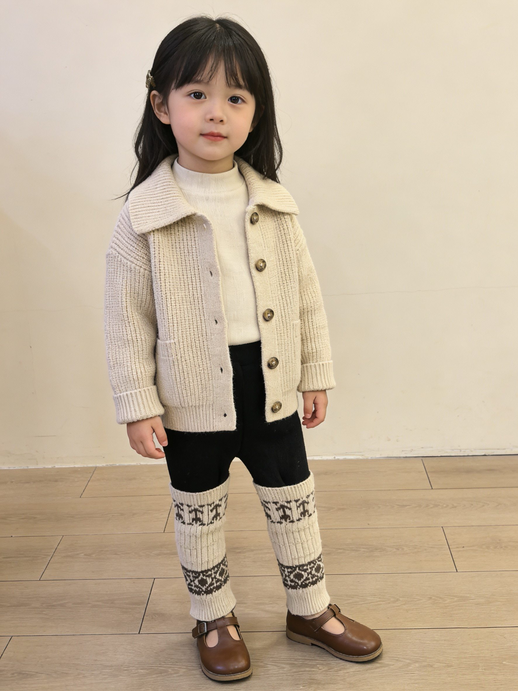 女小童冬季加绒加厚打底裤修身长裤冬装新款儿童百搭休闲裤子保暖