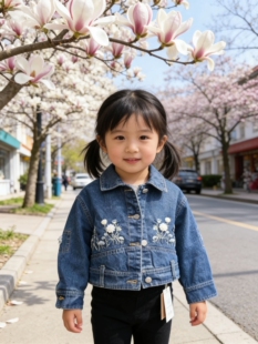 琦瑞德泽女小童牛仔外套2026春装新款儿童洋气牛仔夹克宝宝上衣