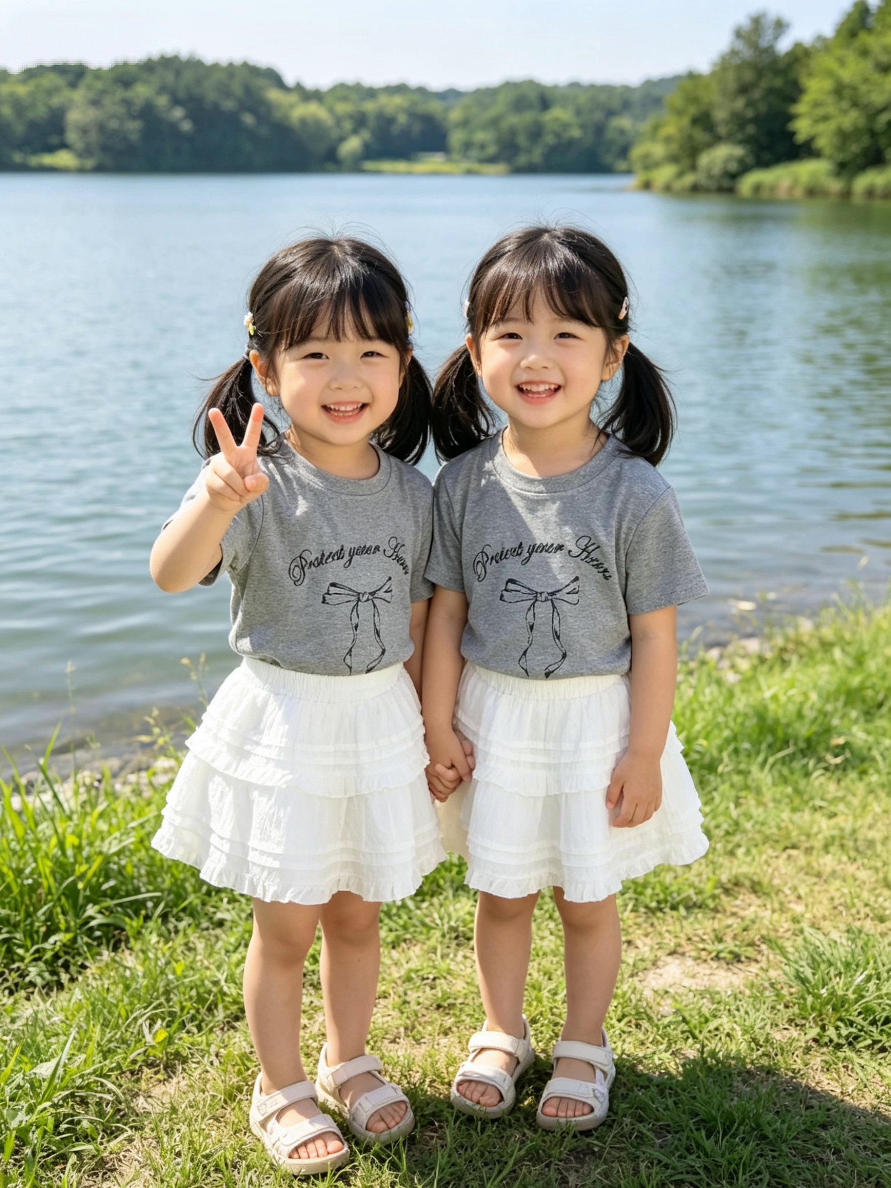 女小童套装2026夏季新款儿童洋气时髦蝴蝶结短袖T恤半身裙两件套