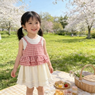 网红爆款女小童连衣裙夏装2026新款洋气儿童薄款背心套装马甲裙子