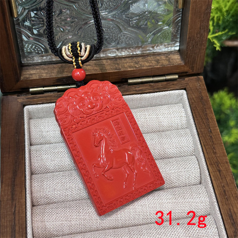 朱砂生肖马项链平安护身符毛衣链