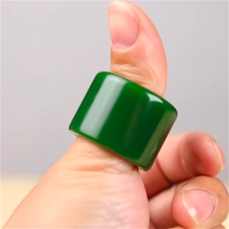 天然新疆原矿和田玉碧玉扳指戒指